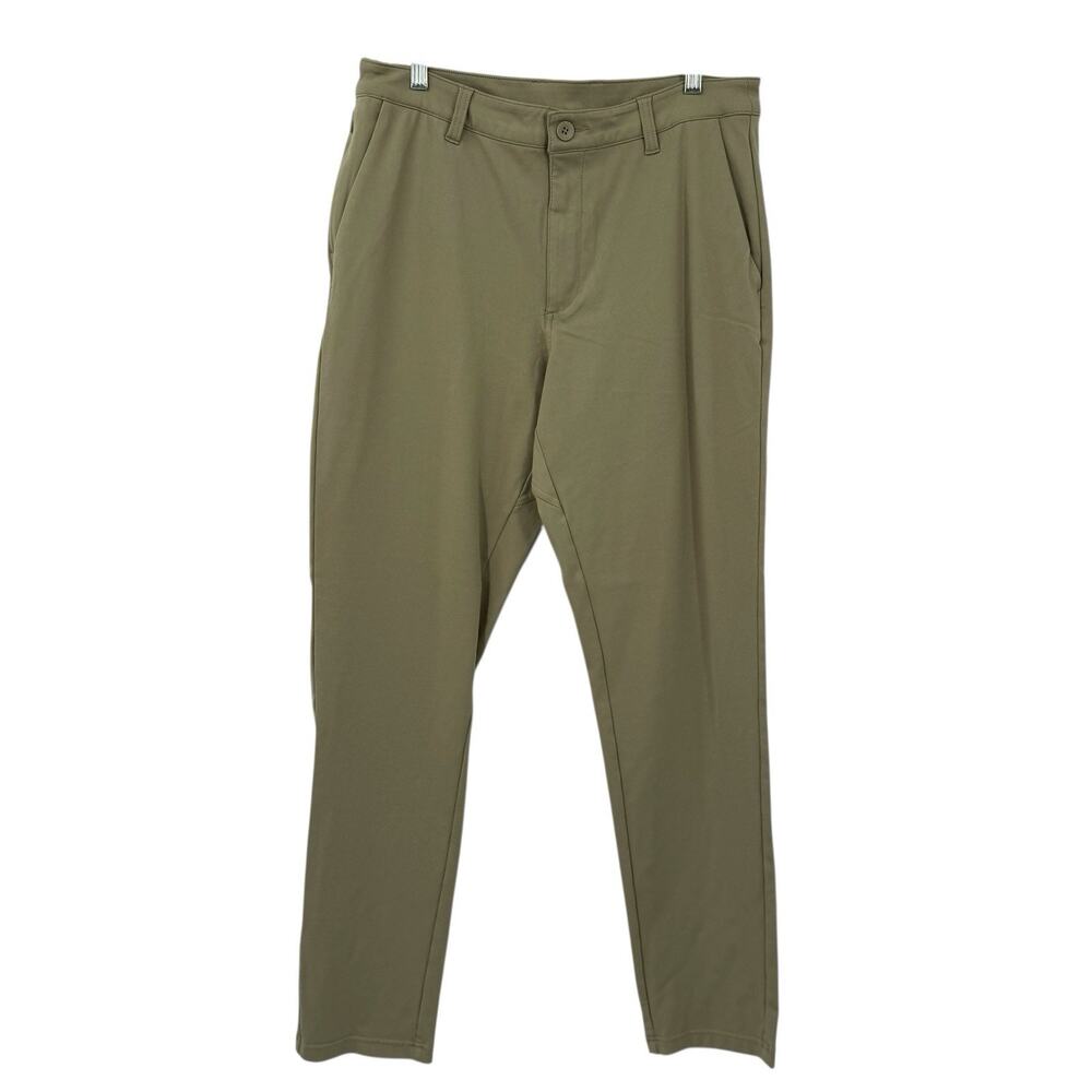 INTO THE AM Mens Pants 36X33 Tapered Slim Fit All day Stretch Taupe Lightweight